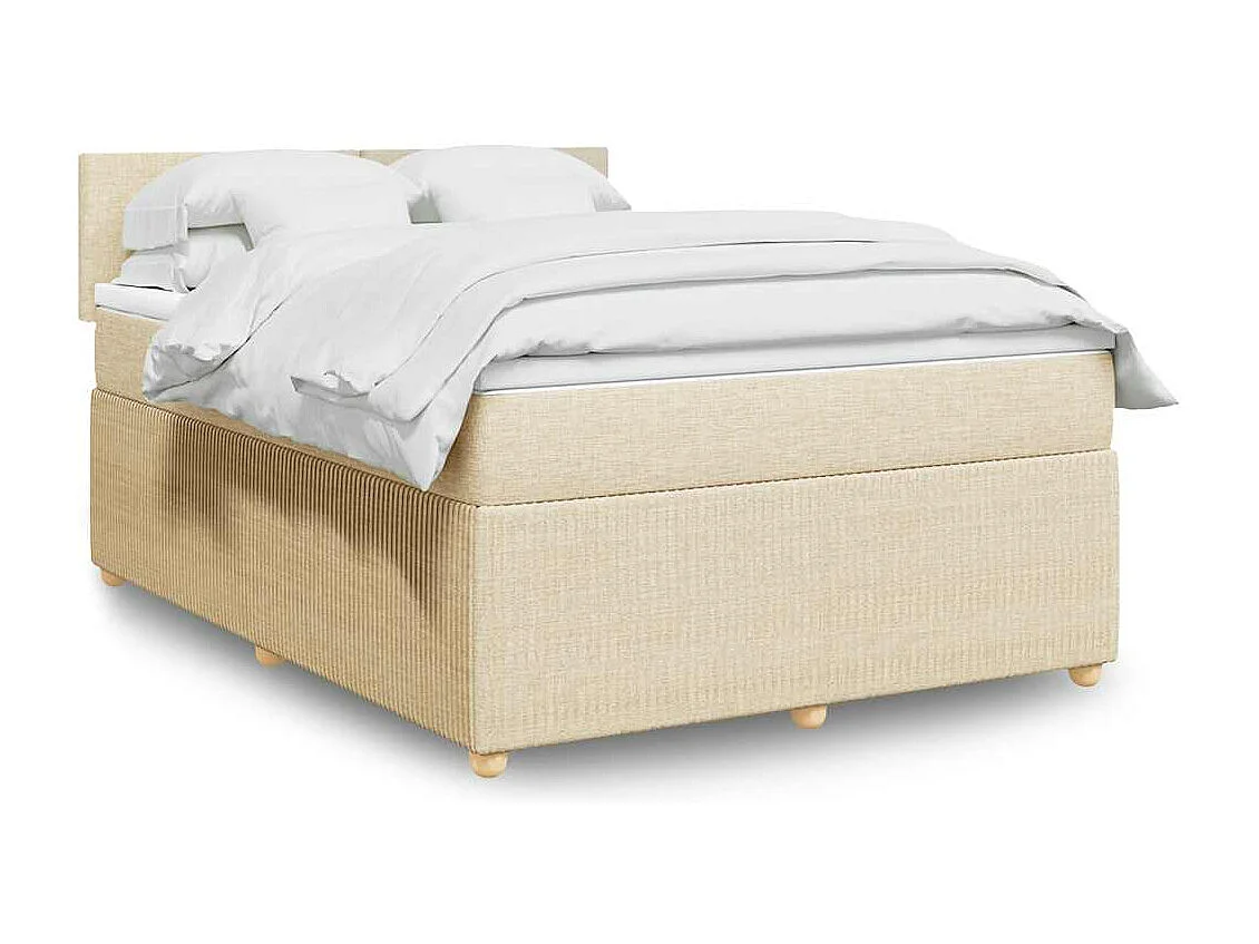 Boxspringbett mit Matratze Creme 140x190 cm Stoff