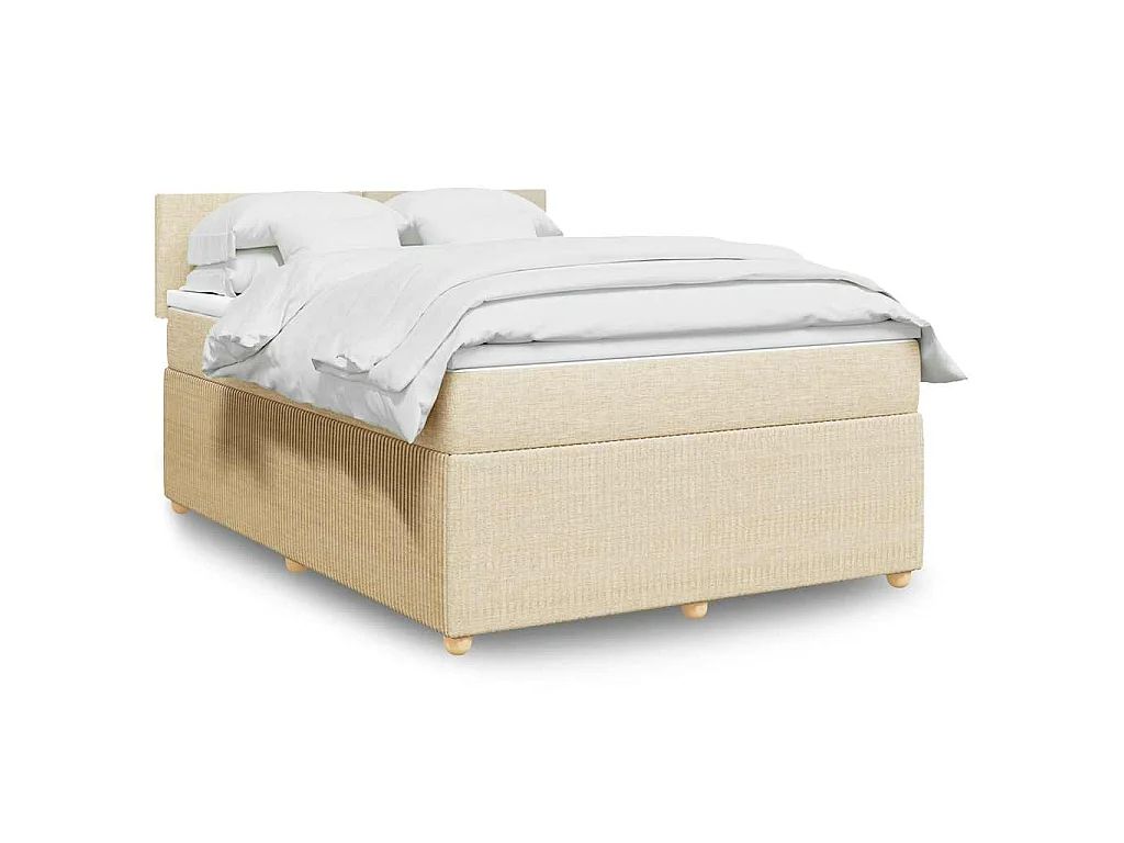 Giroletto a Molle con Materasso Crema 140x19 cm in Tessuto