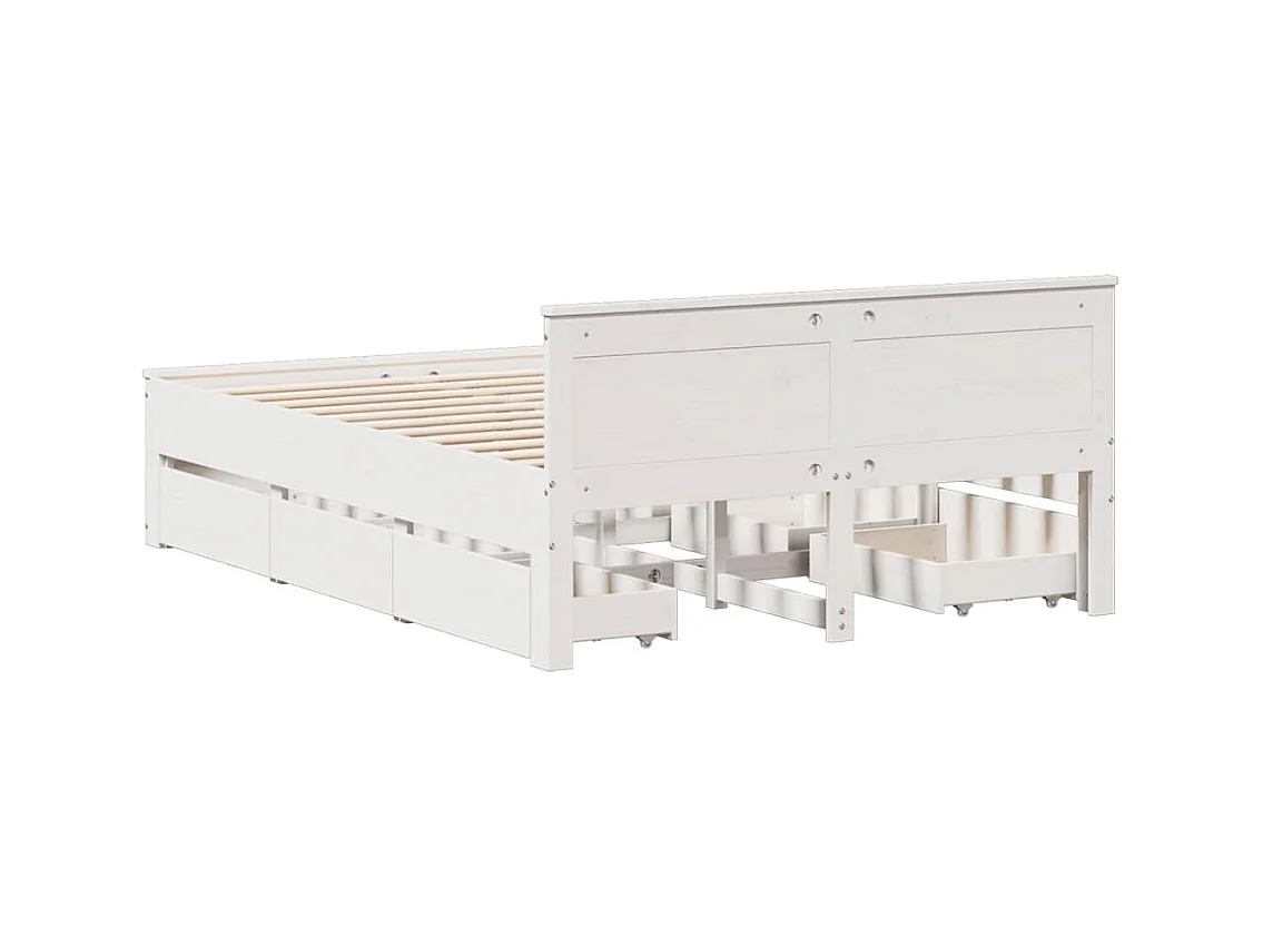 Cadre de lit sans matelas avec tête de lit blanc 140x200 cm pin