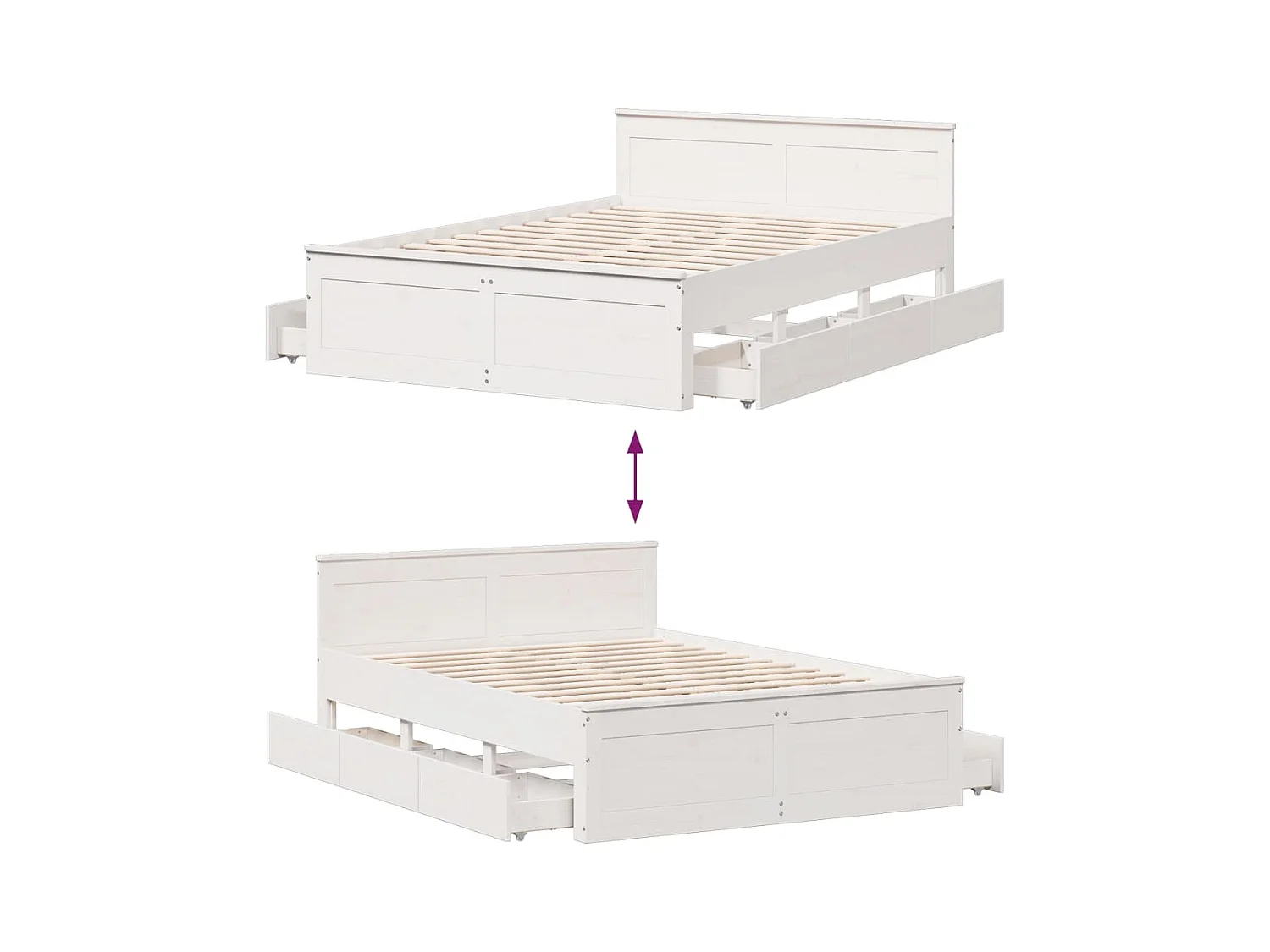 Cadre de lit sans matelas avec tête de lit blanc 140x200 cm pin