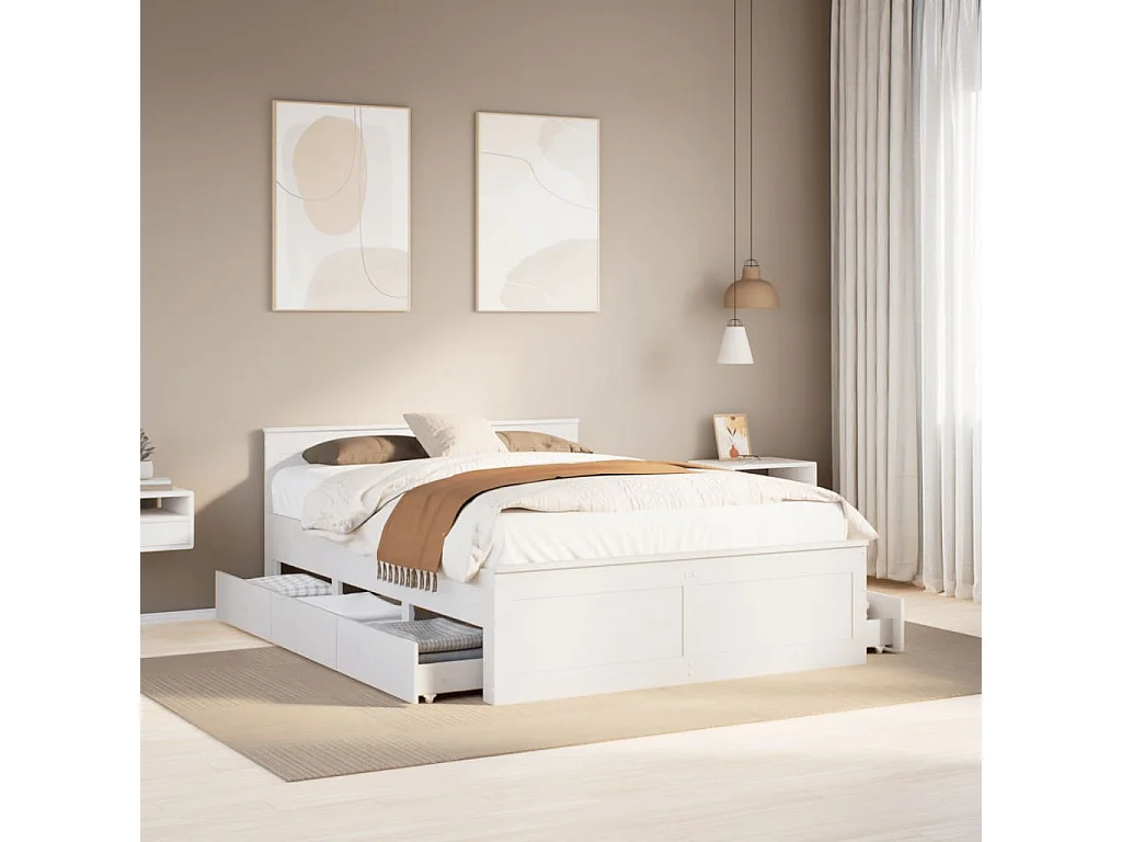Giroletto senza Materasso con Testata Bianco 140x200 cm Pino