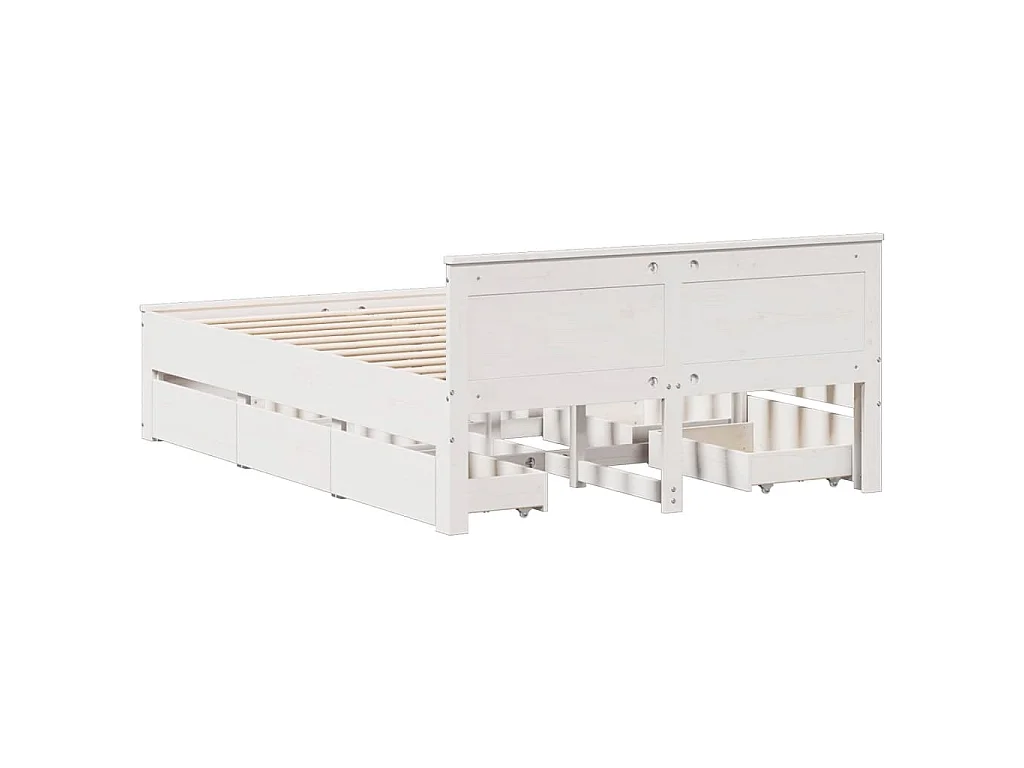 Bedframe zonder matras met hoofdbord grenenhout wit 140x200 cm