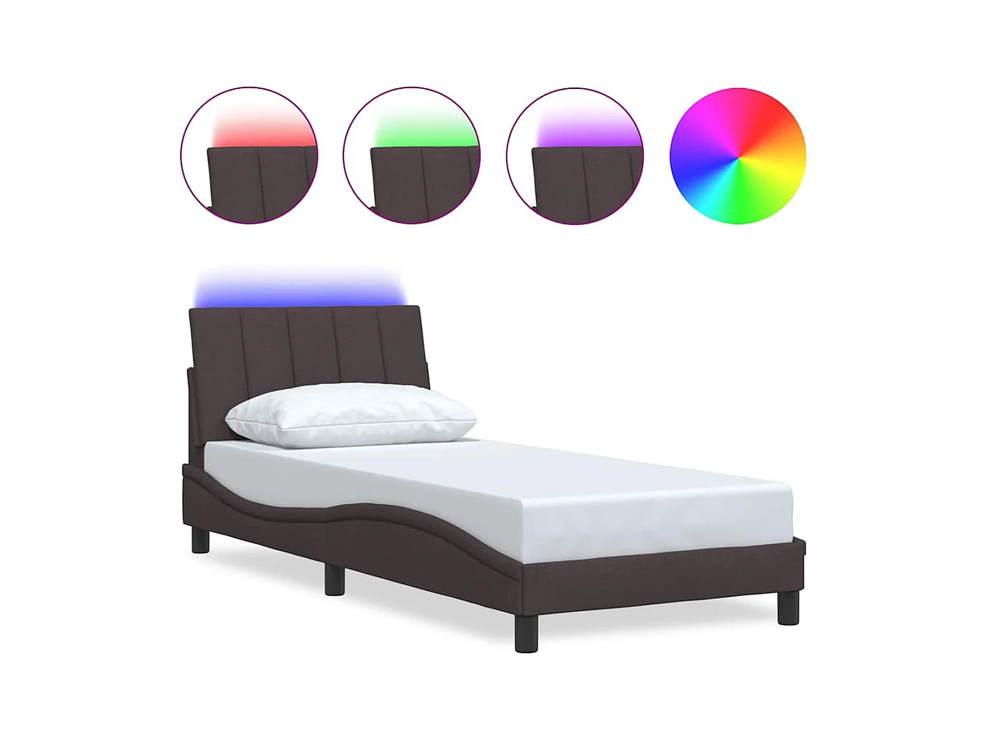 Cadre de lit sans matelas marron foncé 90x200 cm tissu