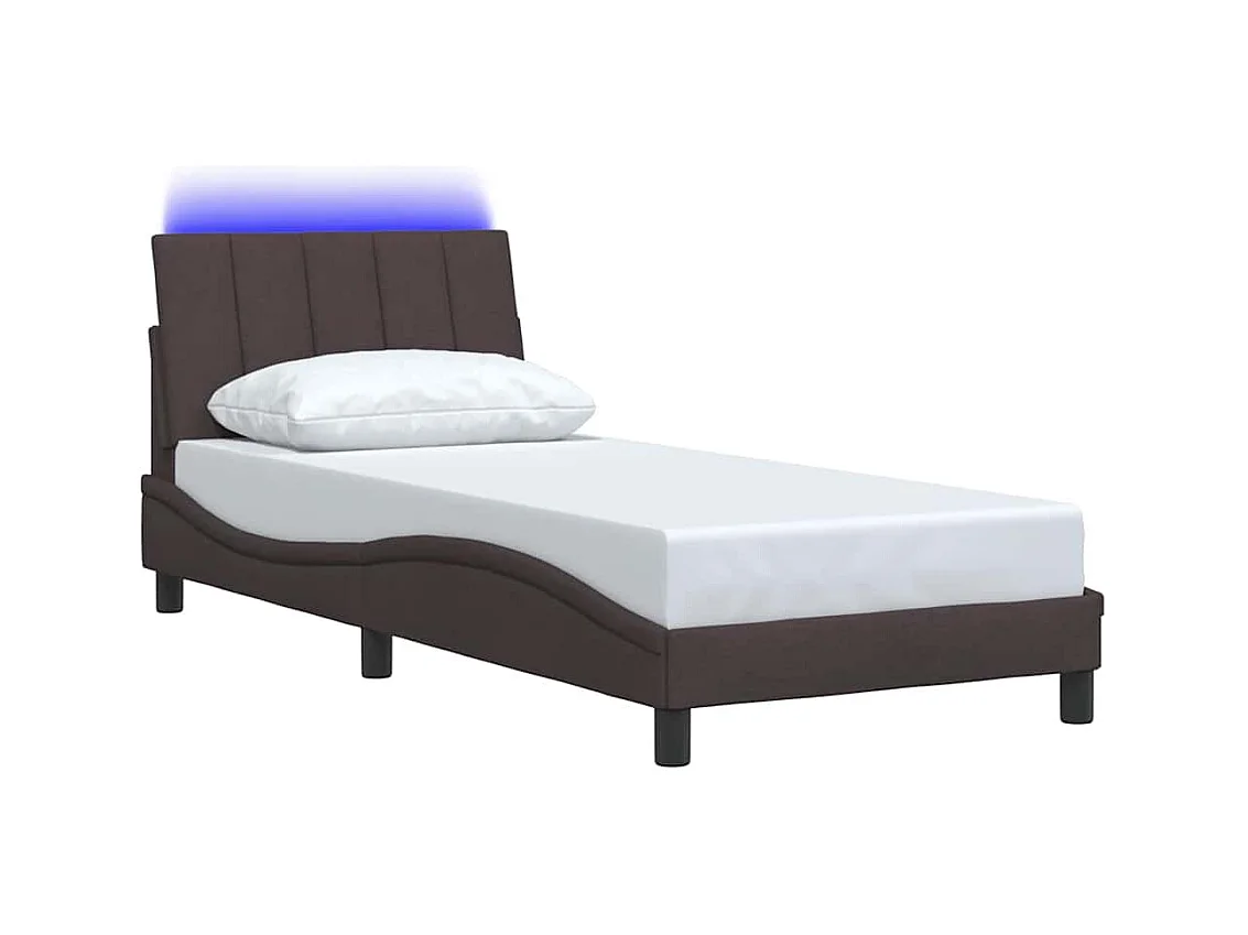 Cadre de lit sans matelas marron foncé 90x200 cm tissu
