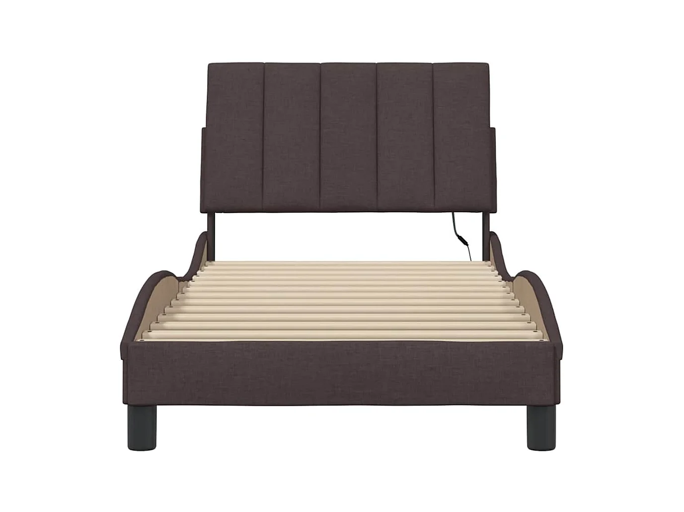 Cadre de lit sans matelas marron foncé 90x200 cm tissu