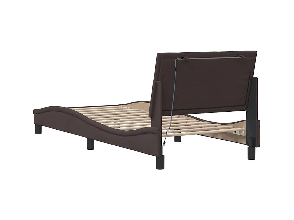 Cadre de lit sans matelas marron foncé 90x200 cm tissu