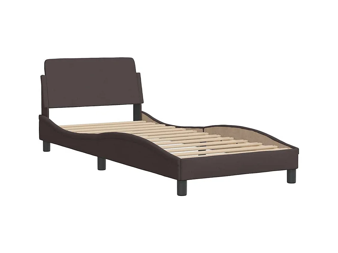 Cadre de lit sans matelas marron foncé 90x200 cm tissu