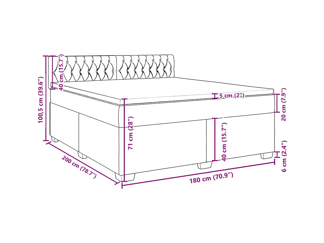 Boxspring met matras fluweel blauw 180x200 cm