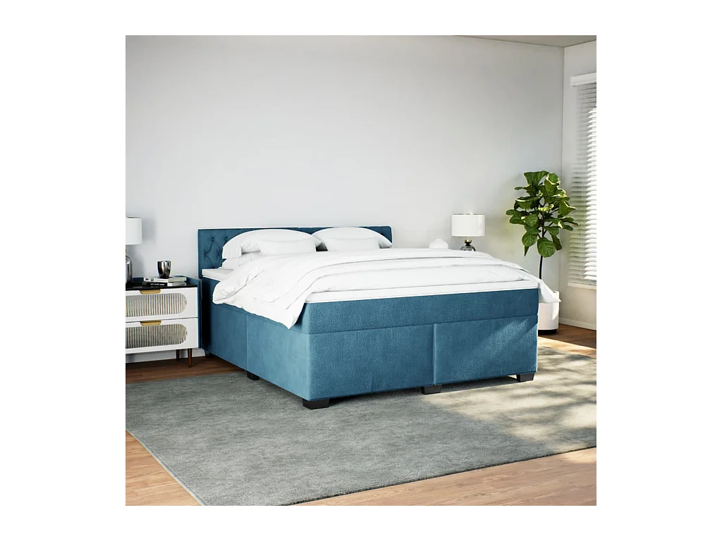 Boxspring met matras fluweel blauw 180x200 cm