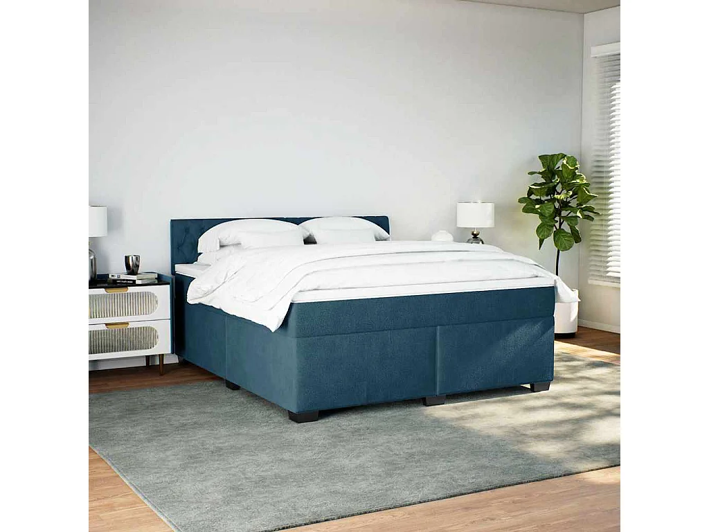 Boxspring met matras fluweel blauw 180x200 cm