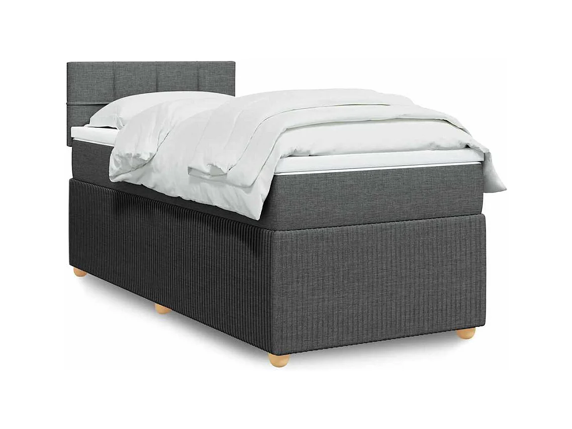 Sommier à lattes de lit avec matelas Gris foncé 90x200 cm Tissu