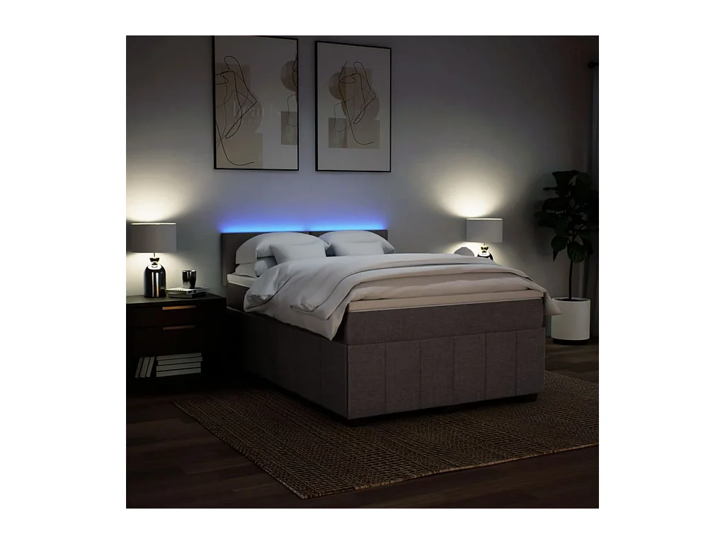 Sommier à lattes de lit avec matelas Taupe 160x200 cm Tissu