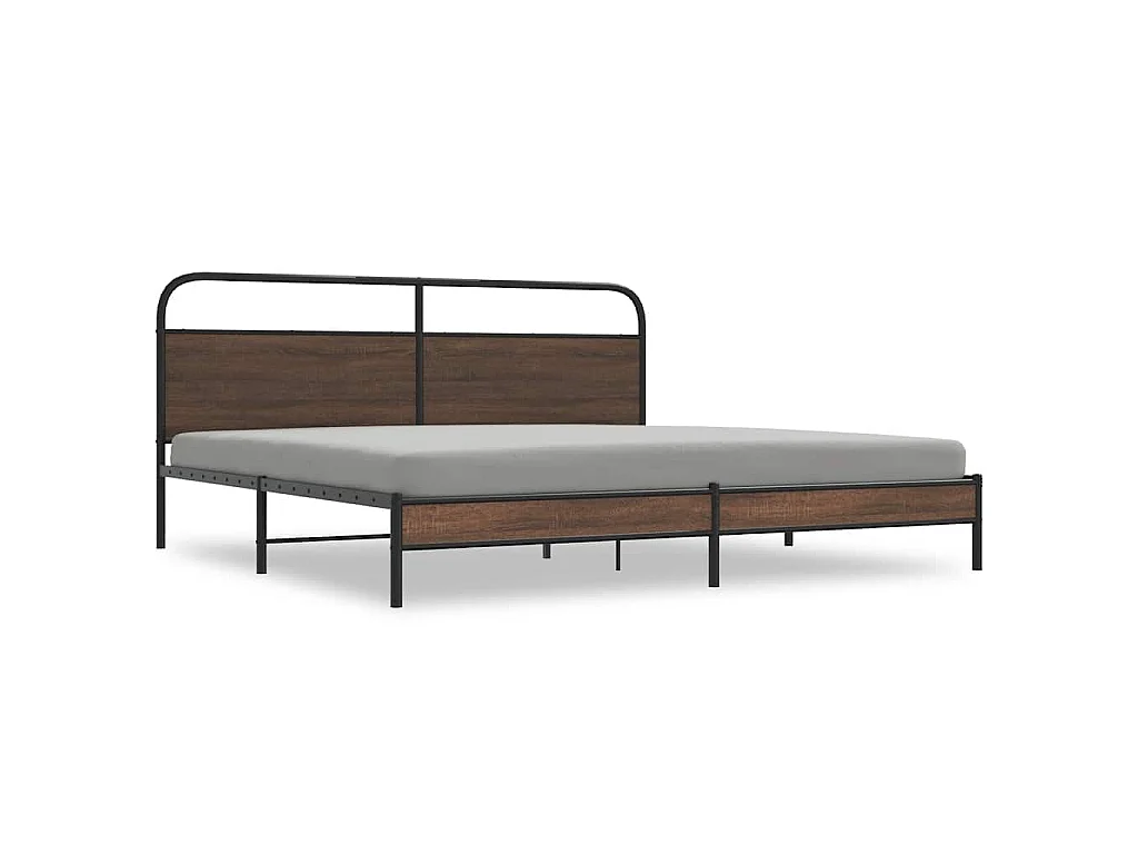Cadre de lit en métal sans matelas chêne marron 180x200 cm