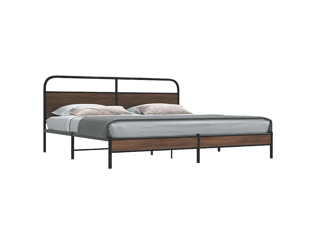 Cadre de lit en métal sans matelas chêne marron 180x200 cm