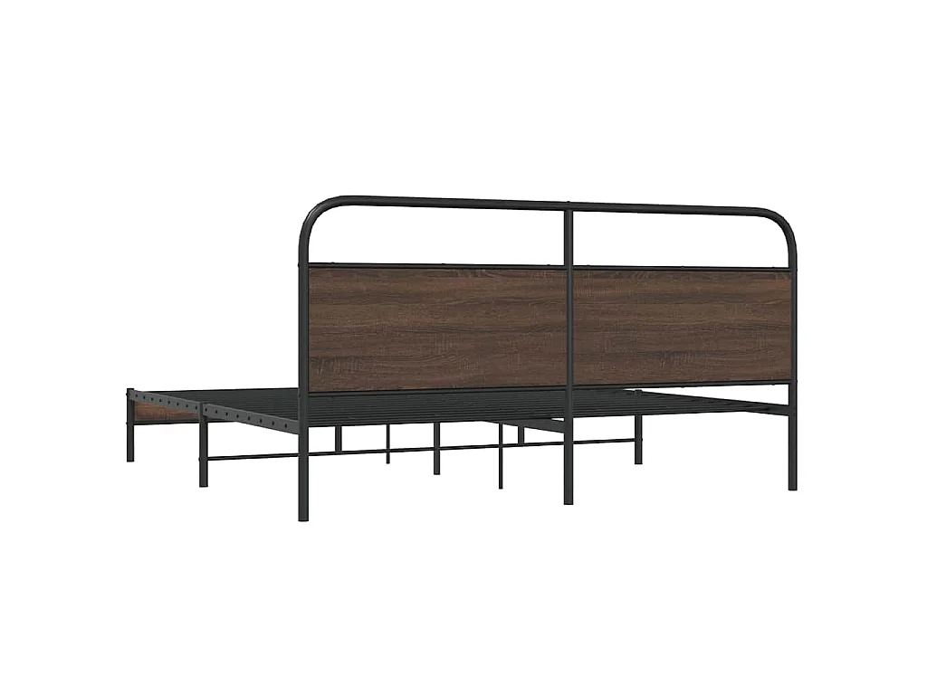 Cadre de lit en métal sans matelas chêne marron 180x200 cm