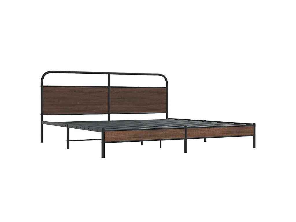 Cadre de lit en métal sans matelas chêne marron 180x200 cm