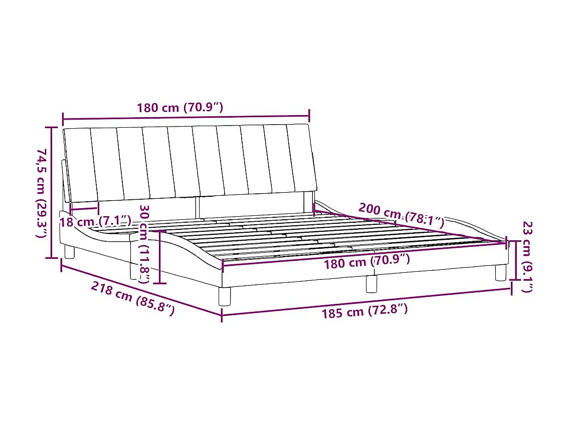 Bettgestell ohne Matratze "Hanko" Schwarz 180x200 cm Stoff
