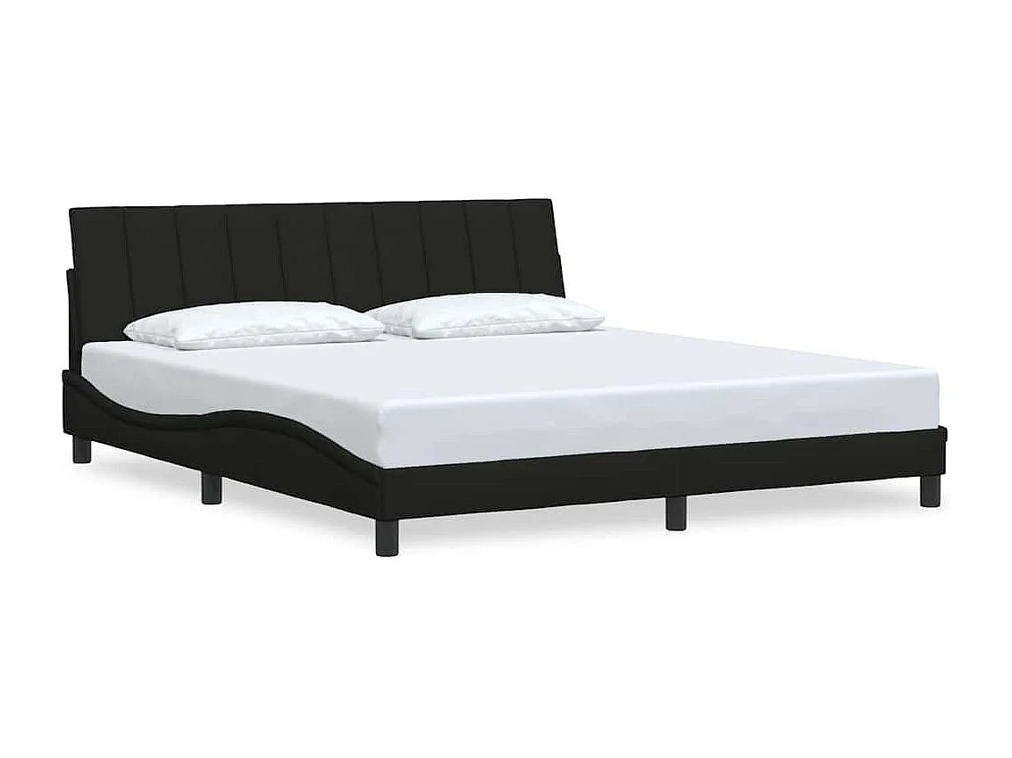 Cadre de lit sans matelas Hanko noir 180x200 cm tissu