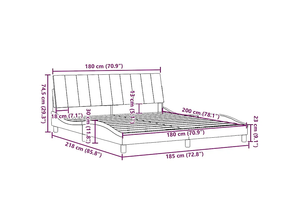 Bettgestell ohne Matratze "Hanko" Schwarz 180x200 cm Stoff