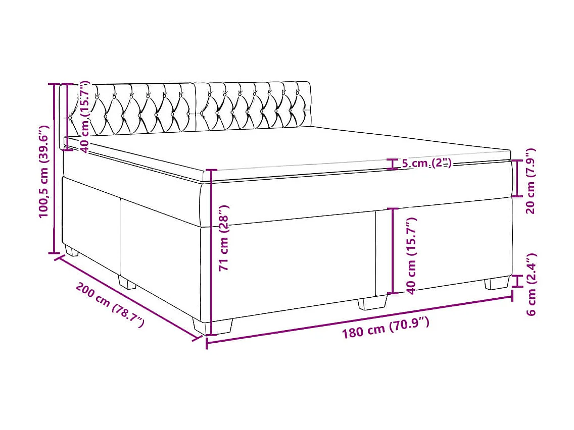 Boxspring met matras stof donkergrijs 180x200 cm