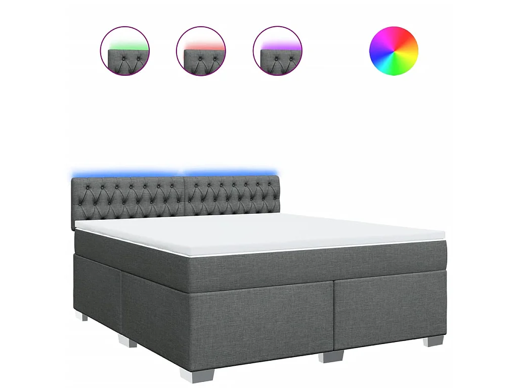 Boxspring met matras stof donkergrijs 180x200 cm