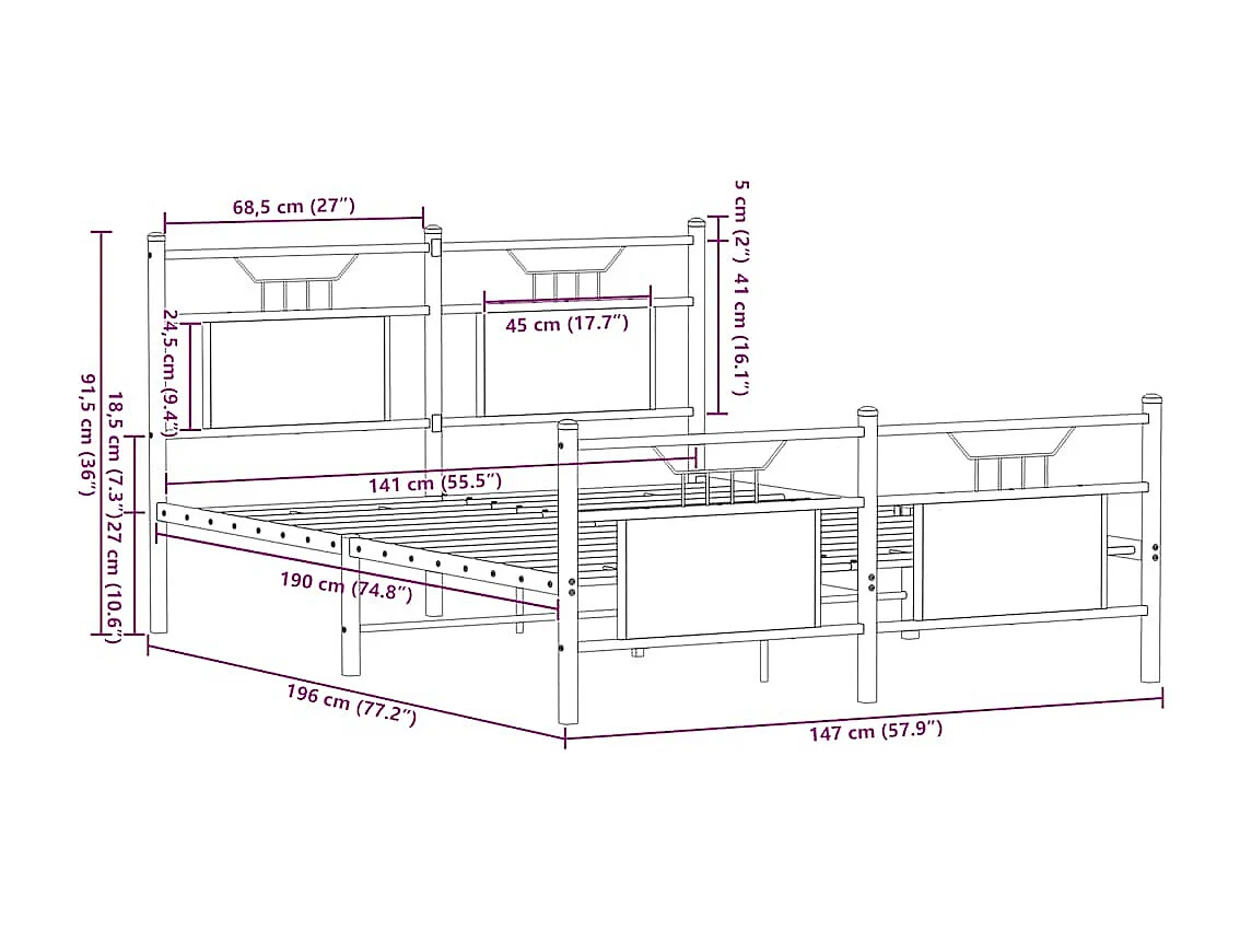 Bedframe zonder matras hout sonoma eikenkleurig 140x190 cm