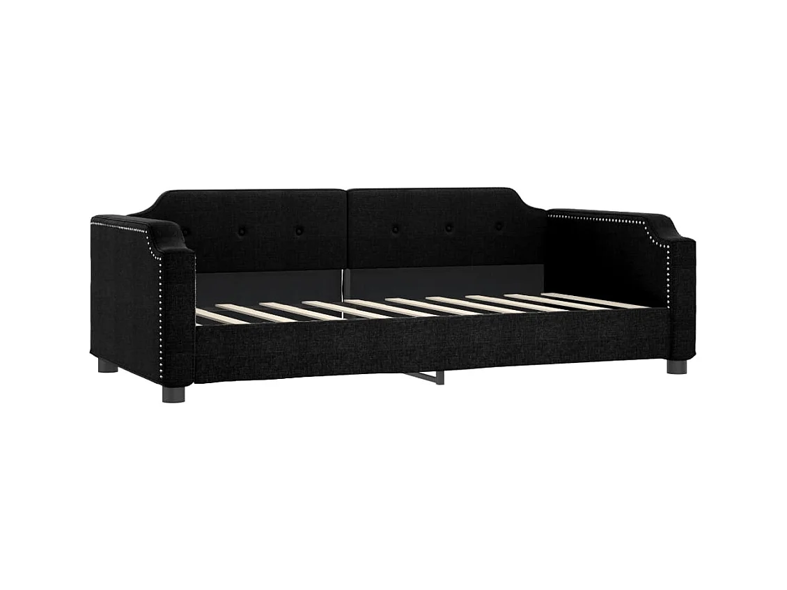 Lit de jour avec lit gigogne noir 90x190 cm tissu