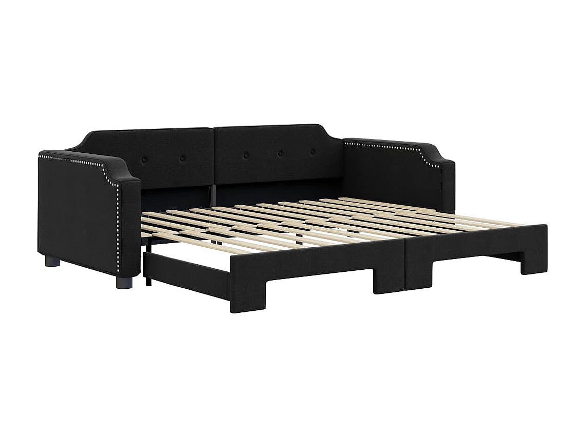 Tagesbett Ausziehbar Schwarz 90x190 cm Stoff