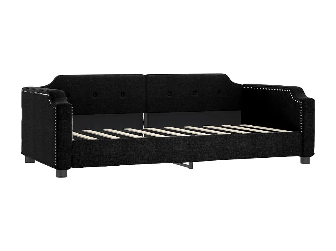 Tagesbett Ausziehbar Schwarz 90x190 cm Stoff