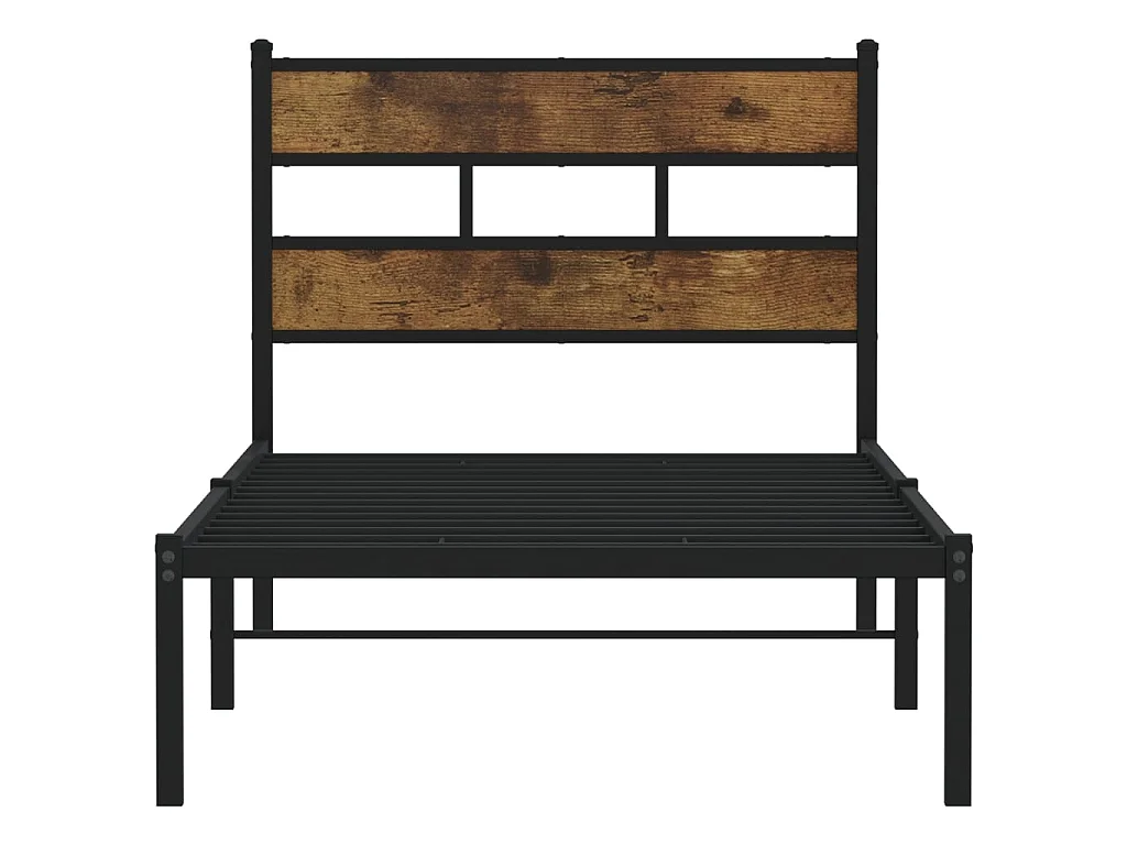 Cadre de lit en métal sans matelas chêne fumé 100x190 cm