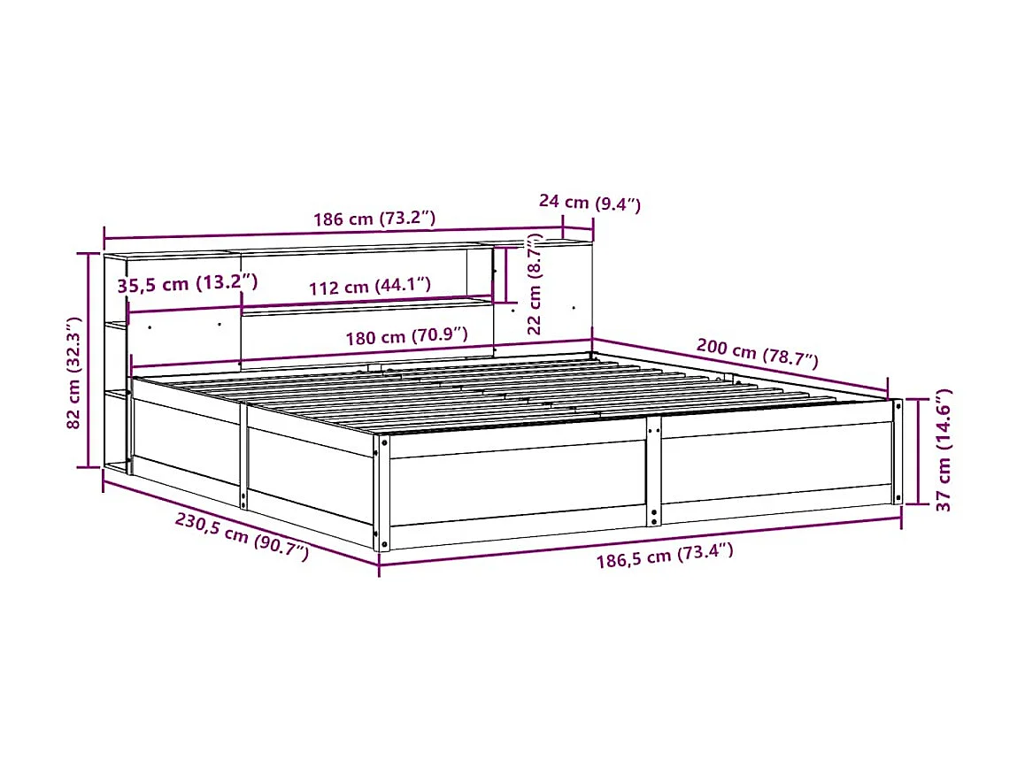 Massivholzbett ohne Matratze Wachsbraun 180x200 Kiefernholz