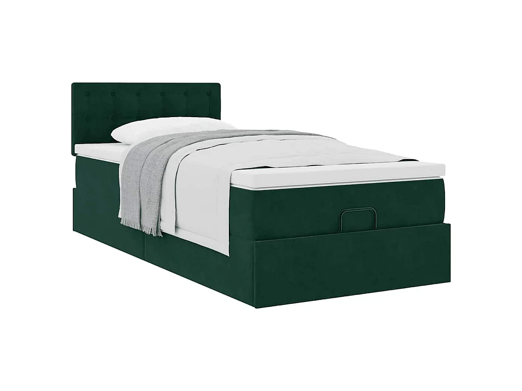 Ottoman-Bett mit Matratze Dunkelgrün 90x200 cm Samt