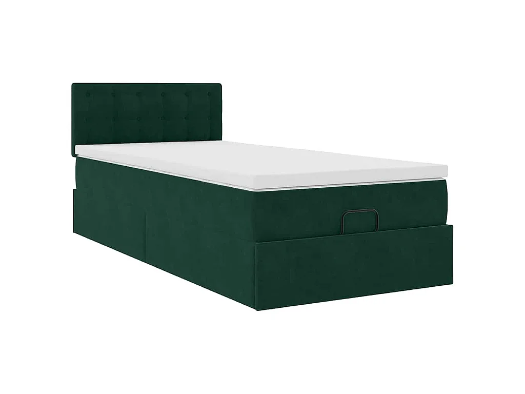 Ottoman-Bett mit Matratze Dunkelgrün 90x200 cm Samt