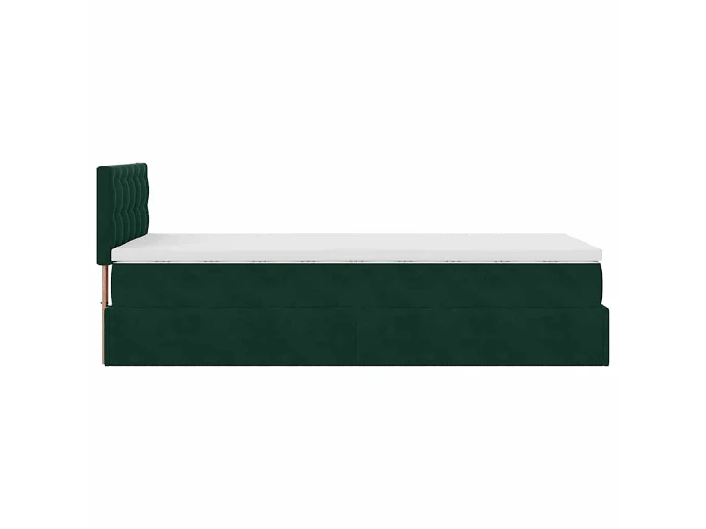 Ottoman-Bett mit Matratze Dunkelgrün 90x200 cm Samt