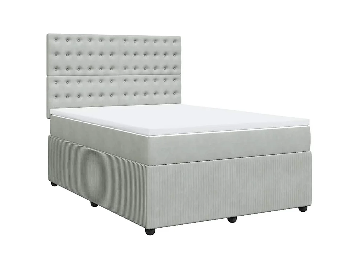 Boxspringbett mit Matratze Hellgrau 140x200 cm Samt