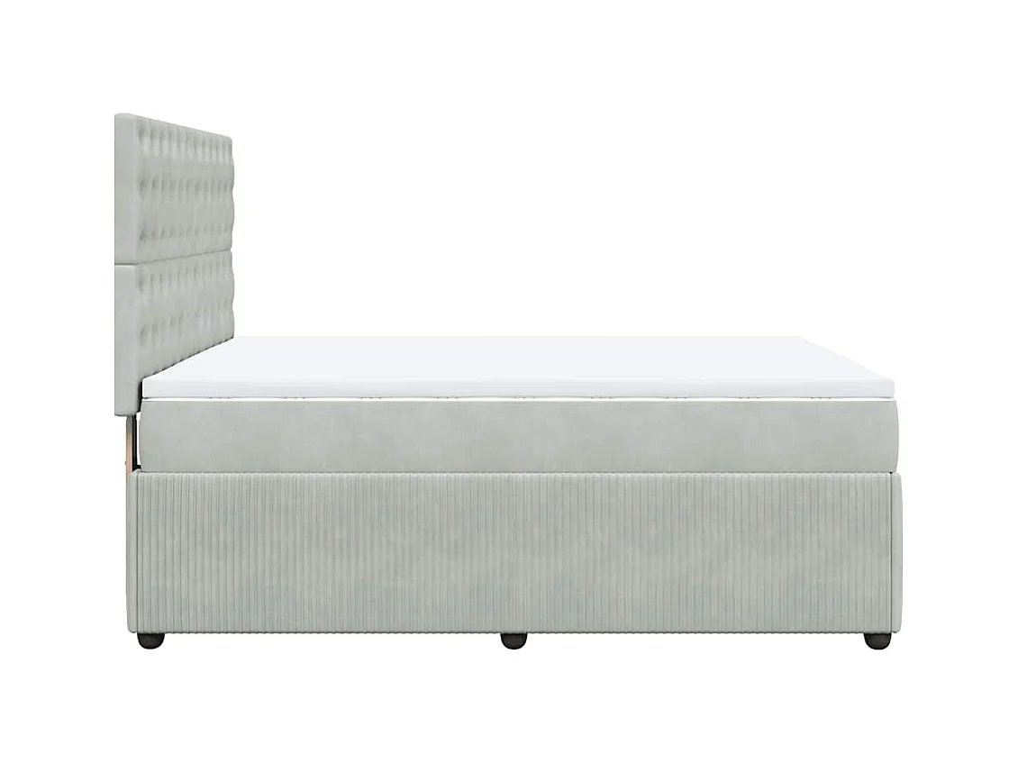 Boxspringbett mit Matratze Hellgrau 140x200 cm Samt