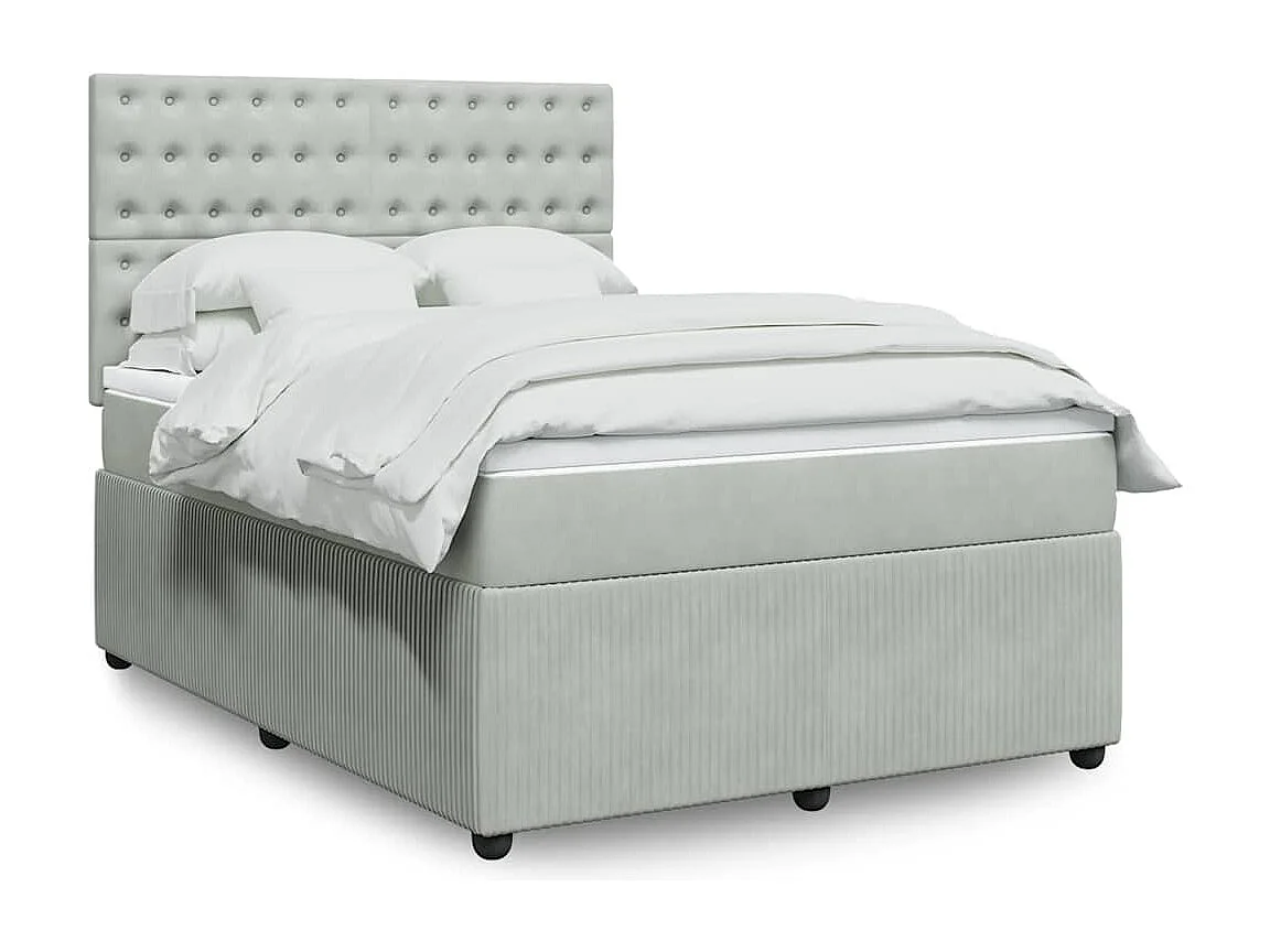 Boxspringbett mit Matratze Hellgrau 140x200 cm Samt