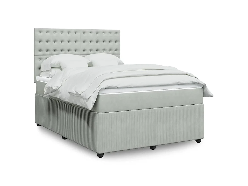 Boxspringbett mit Matratze Hellgrau 140x200 cm Samt
