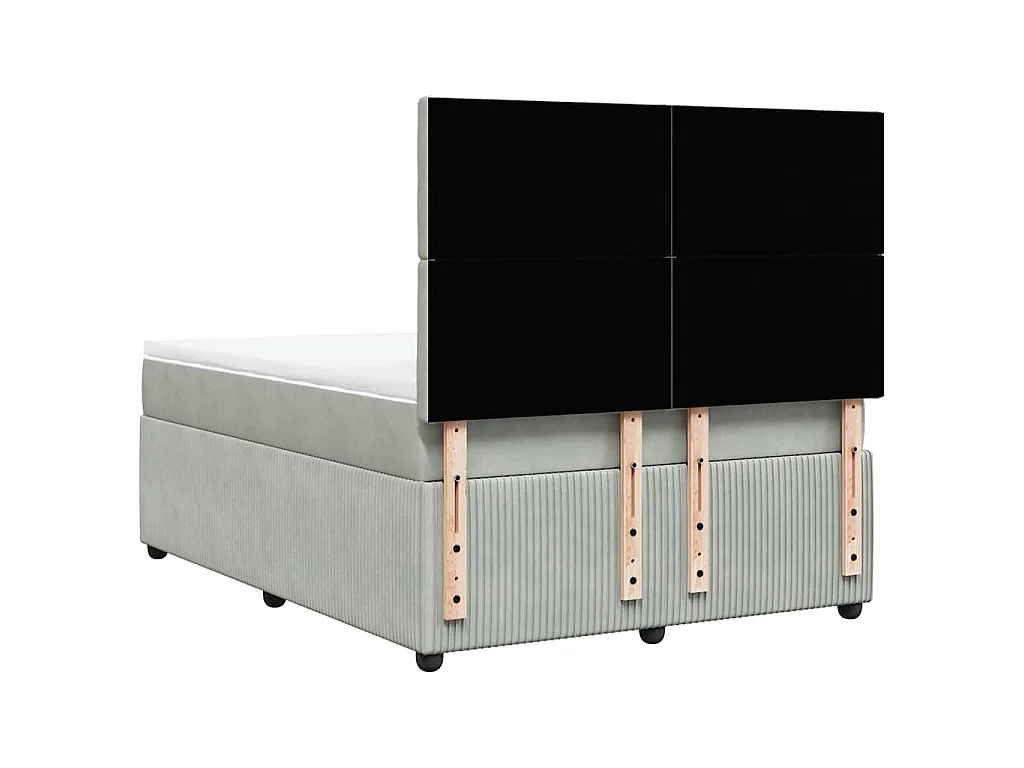 Boxspringbett mit Matratze Hellgrau 140x200 cm Samt