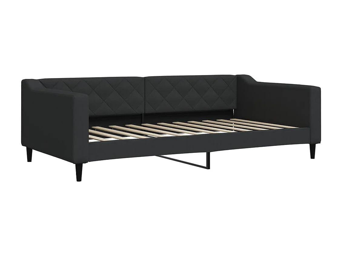 Lit de jour avec gigogne et tiroirs noir 100x200 cm tissu