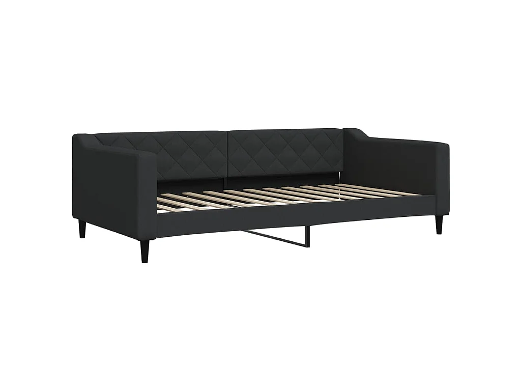 Lit de jour avec gigogne et tiroirs noir 100x200 cm tissu