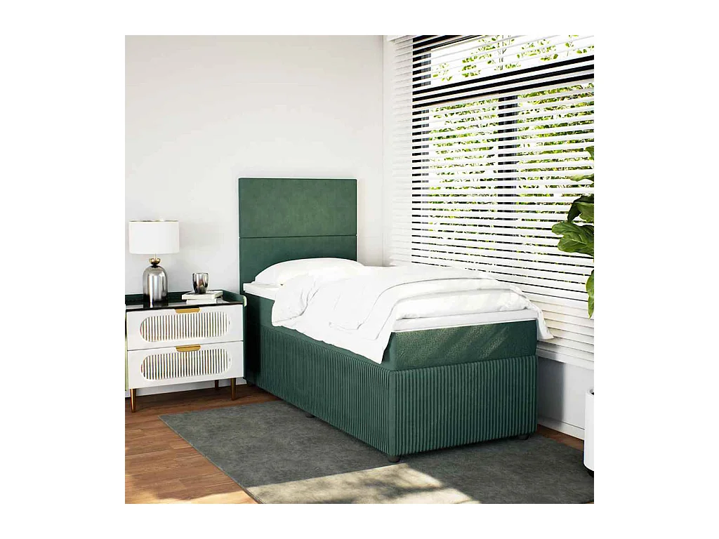 Sommier à lattes de lit avec matelas Vert foncé 90x190 cm