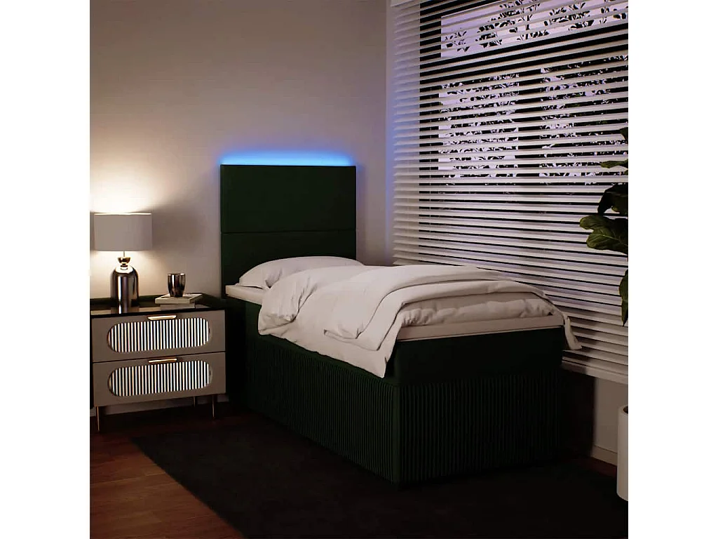 Sommier à lattes de lit avec matelas Vert foncé 90x190 cm