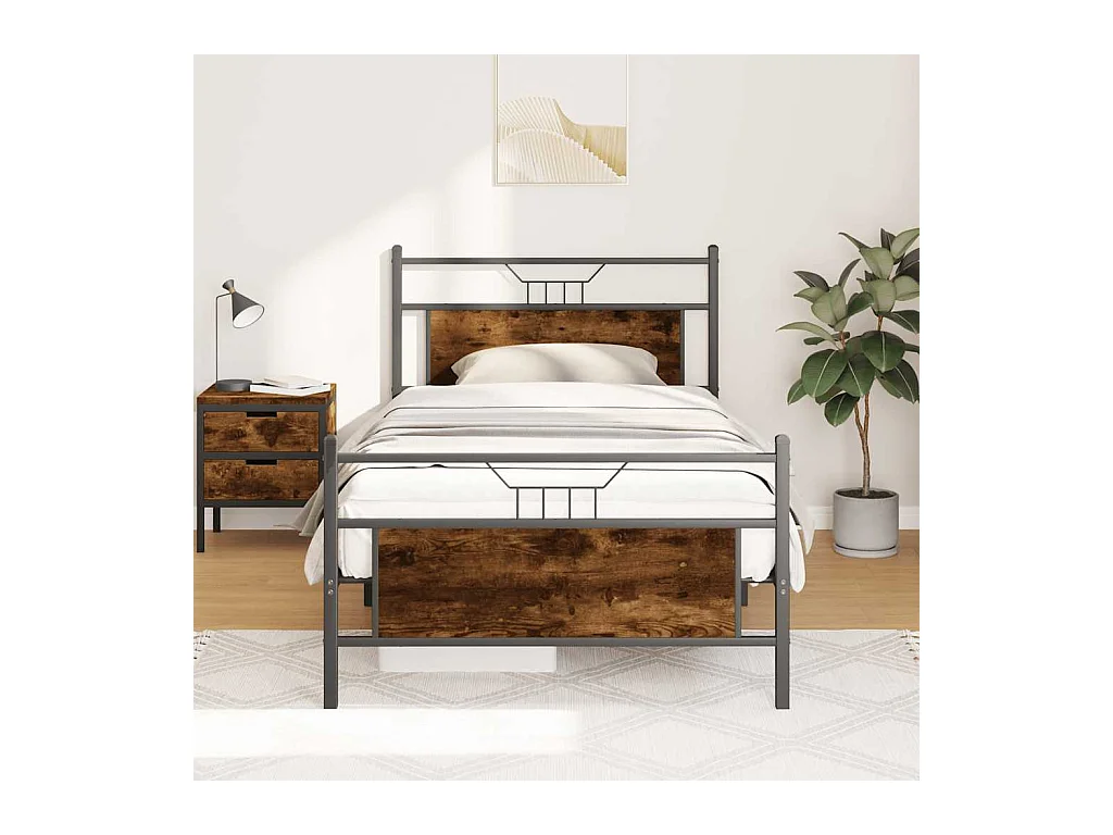 Cadre de lit sans matelas chêne fumé 100x190 cm bois ingénierie