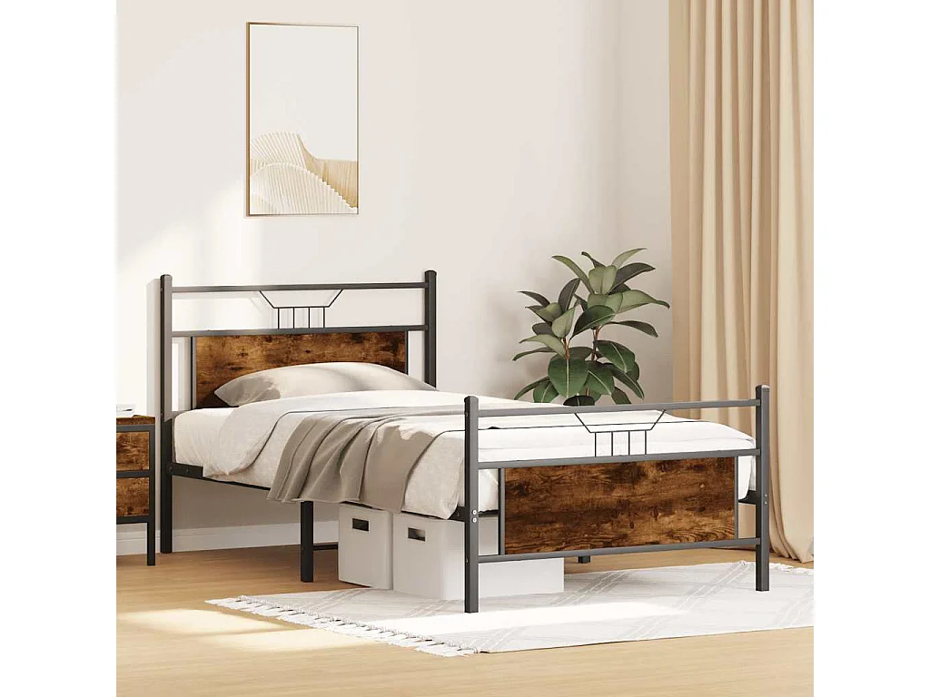 Giroletto senza Materasso Rovere Fumo 100x190 cm in Truciolato