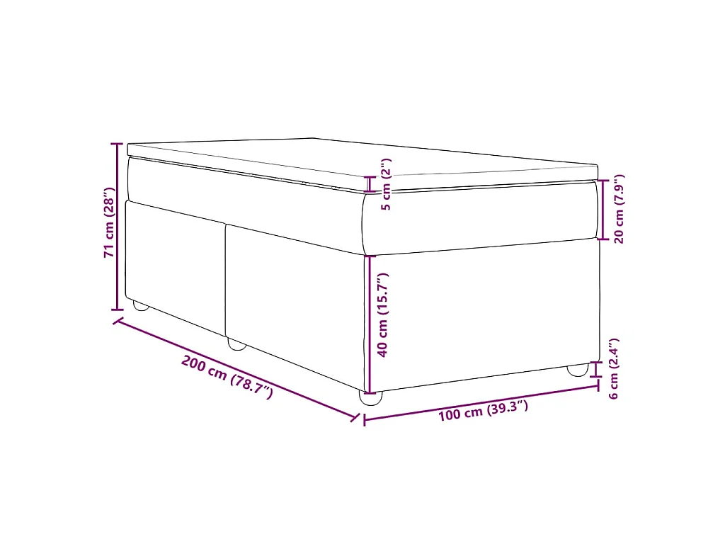 Boxspring met matras stof zwart 100x200 cm