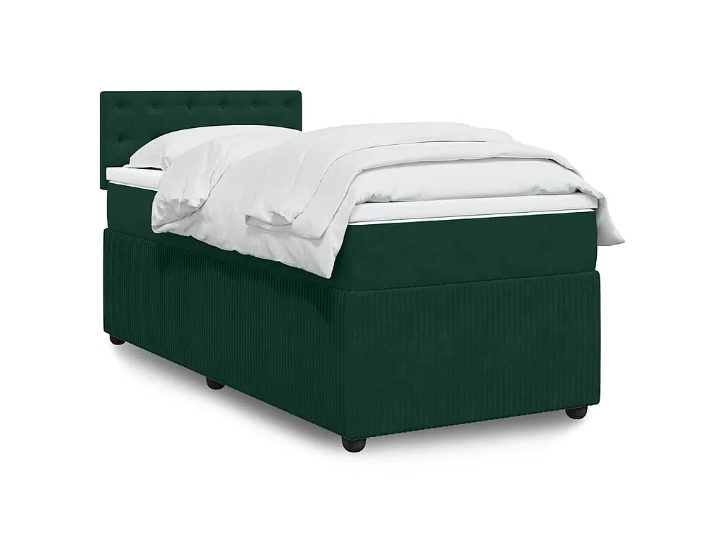 Sommier à lattes de lit avec matelas Vert foncé 90x200 cm