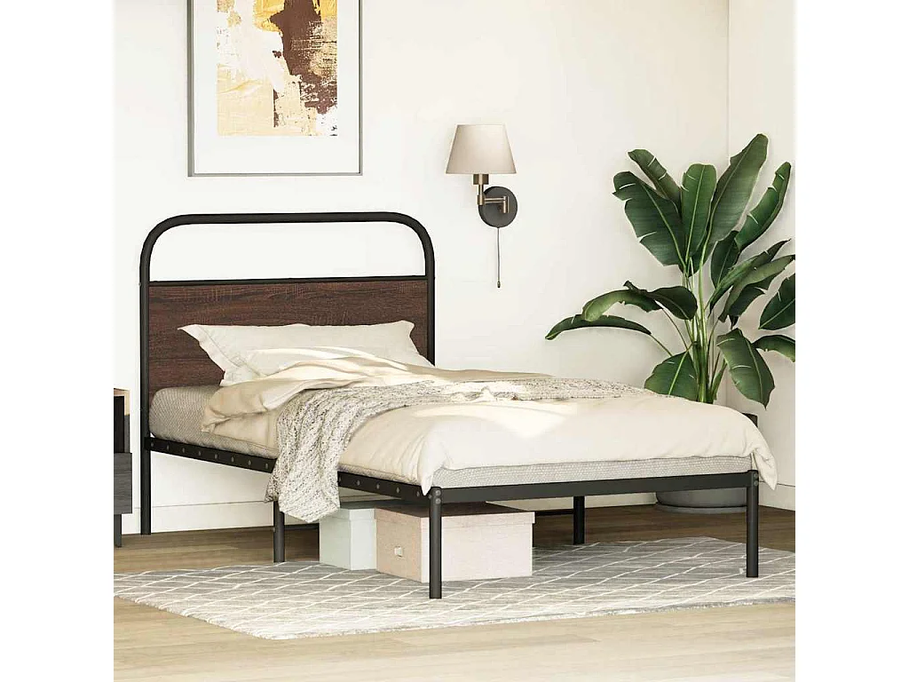 Bedframe zonder matras bewerkt hout bruin eikenkleur 100x190 cm