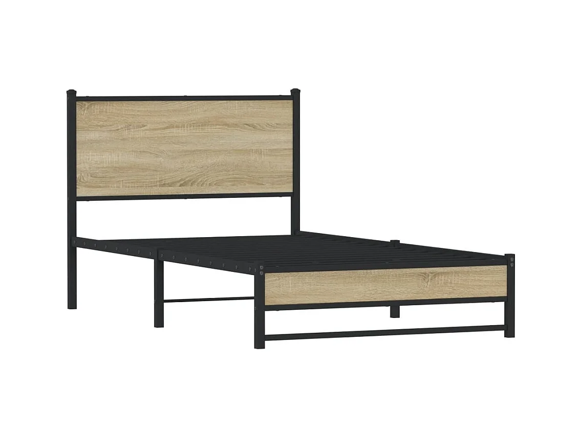 Cadre de lit en métal sans matelas chêne sonoma 100x190 cm