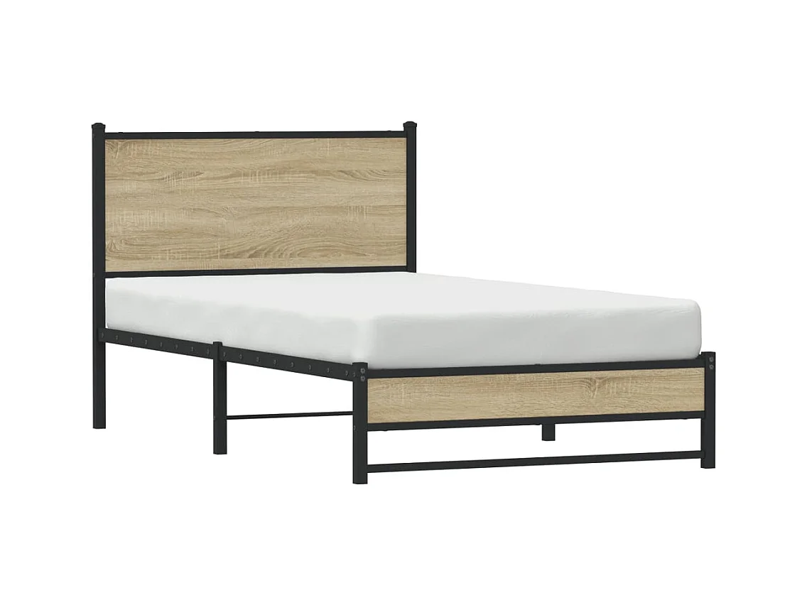 Cadre de lit en métal sans matelas chêne sonoma 100x190 cm